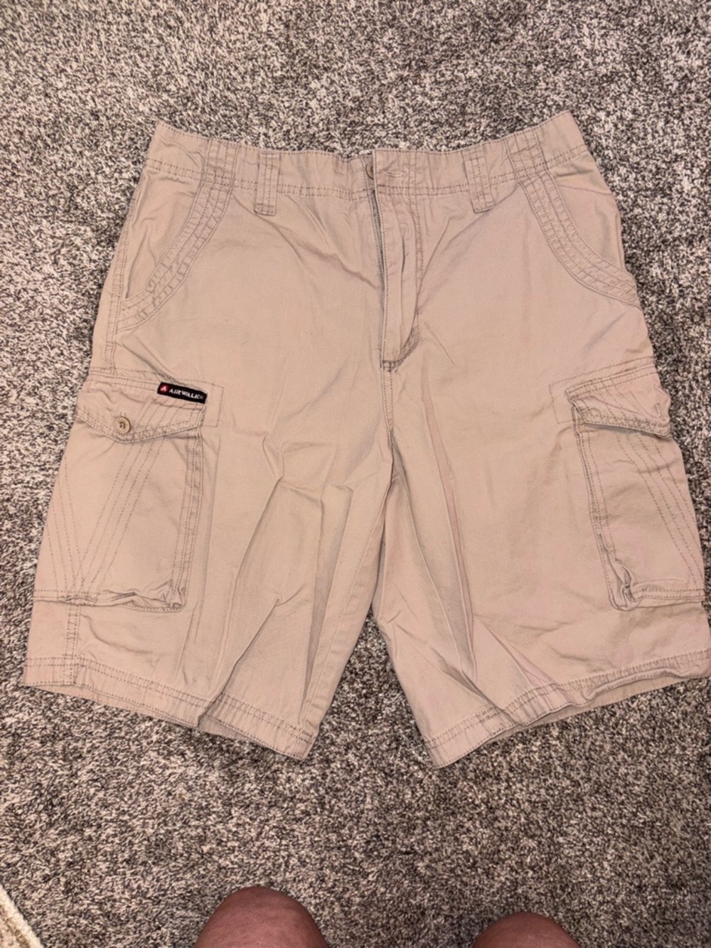Airwalk Men's Tan Cargo Shorts - Multi-Pocket Utility Style